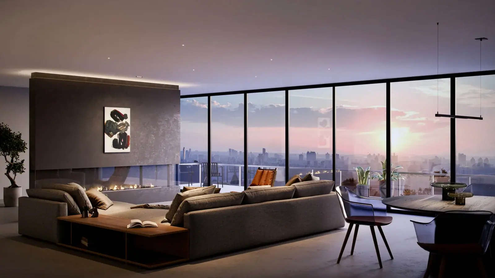 Woman walking into a luxury home with a dog